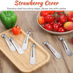 6 Pcs Tomato Stem Corer Strawberry Pitter Baller Practical Stainless Steel Kitchen Huller Tool Fruit Vegetable Stem Remover