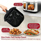 Air Fryer, 8.5QT Family Size Digital Air Fryers, BPA-Free, Smart Touchscreen with 8-Preset, Air Frying, Reheat Leftovers, Party Food, Fast Cooking, Dishwasher-Safe, Stainless Steel