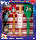 Handstand Kitchen Bluey Holiday Baking Set with Bluey and Bingo Cookie Cutters, Rolling Pin, Spatula and Flipper