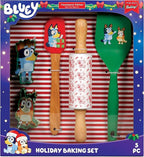 Handstand Kitchen Bluey Holiday Baking Set with Bluey and Bingo Cookie Cutters, Rolling Pin, Spatula and Flipper