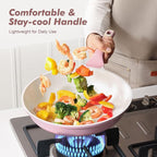 SENSARTE Nonstick Ceramic Frying Pan 12.5-Inch, Healthy Non Toxic Skillet, Induction Omelet Pan with Heat Resistant Handle, PFAS-Free, Pink
