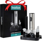 Ivation 9-Piece Wine Set | Electric Opener, Air Pump, Pourer with Aerator, Wine and Champagne Stoppers, Foil Cutter, and Stand.