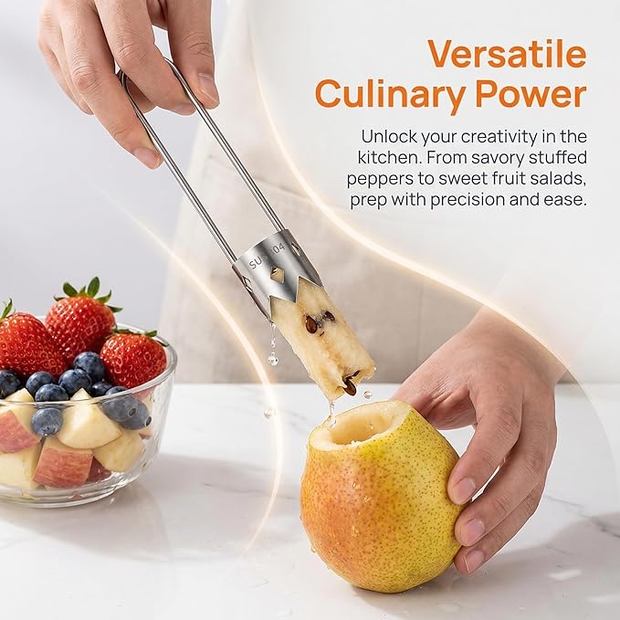 2 PCS Red Bell Pepper Corer - Pepper, Pineapple, Pear, Apple Corer - 304 Stainless Steel, Rust Resistant, Designed for a Wide Range of Fruits and Vegetables - Easy to Clean