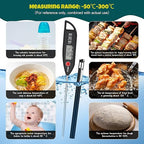 Copkim 10 Set Waterproof Food Thermometer for Water, Liquid, Candle and Cooking Digital Meat Thermometer with Long Probe Instant Read for Kitchen BBQ Grill Candy (Black)