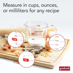 GoodCook Everyday 2-Cup Measuring Cup Liquid Measuring with Ounces and Milliliters Markings Tapered Pour Spout Easy-to-Read Lines Comfortable Handle for Precise Measuring, Clear