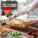EATEX 8-Piece Deep Glass Casserole Dishes for Oven with Plastic Lids, Glass Baking Dishes for Oven, Rectangular Bakeware for Lasagna, Cooking, Leftovers, Kitchen, Freezer to Oven Dishwasher Safe