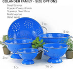 Reston Lloyd, 1 Quart Powder Coated Steel Kitchen Strainer Basket for draining Pasta, Vegetable and Fruit, Chrome Handles and Wide Stable Base, Azure