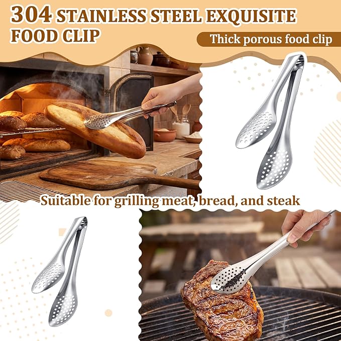 Sliner 6 Pack Grill Spatula and Tongs Set Heavy Duty Grilling Tools - Stainless Steel Spatula & Tongs for Outdoor Camping, Backyard Grilling BBQ Tools with Non-Slip Handle Utensils Gifts for Men