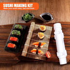 SmileTools Sushi Making Kit, Sushi Roller, Sushi Bazooka, Sushi Maker, Bamboo Sushi Rolling Mat For Beginners (White)