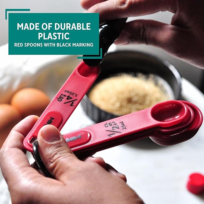MIRRO 4pc Nested Measuring Spoons Set, Red (Pack of 4)