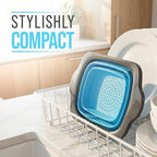 Comfify XL Large Kitchen Strainer - Collapsible Silicone Over - The-Sink Colander with Extendable Handles - Use with Pasta, Fruit, Berries & Veggie - 6 Quart - Blue