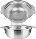 Stainless Steel Colander for Kitchen, 2.5QT Rice Washer Strainer with Mixing Bowl, Colander Bowl Set with Microporous for Washing Rice, Pasta, Spaghetti, Fruits, Dishwasher Safe(2PC)