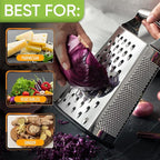 Spring Chef Professional Box Grater, Large & Premium Swivel Vegetable Peeler, Black - 2 Product Bundle