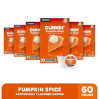 Dunkin’ Pumpkin Spice Coffee, Limited Edition Fall Coffee, K Cup Pods , 10 Count Boxes (Pack of 6)