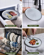 Famiware Star 24-Piece Plates and Bowls Set with Trim, Service for 8 - Stoneware Reactive Glaze Dinnerware, High Edge Ribbed Dishes, Chip & Scratch Resistant, Microwave & Dishwasher Safe, Smoky Blue