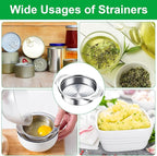 2 Pcs Stainless Steel Strainer, Metal Sieve Can Drainer, Food Grade Dishwasher Safe Tuna Press Oil Drainer Filter Colander for Kitchen Canned Beans Vegetables