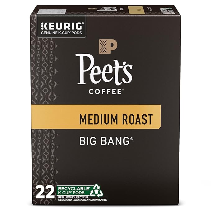 Peet's Coffee K-Cup Coffee Pods for Keurig Brewers, Medium Roast, Pods, Big Bang, 22 Count (Pack of 1)