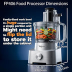 14-Cup Aluminum-Diecast Food-Processor - XL Bowl, Large Chute, 800W Motor & Silver Die-Cast Base, Slicing & Shredding, Chopping & Mixing, For Fries, Cheese, Meat & Veggie Prep, For Home Use