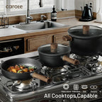 CAROTE 24Pcs Nonstick Kitchen Titanium Cookware Sets, Non stick Pots and Pans set, Induction Cookware Set Black