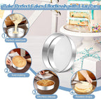 E-far 8 Inch Cake Pan Set of 2, Stainless Steel Round Baking Pans Tins Mold - Non-Toxic & Leak-Proof for Birthday Wedding Layer Tiered Cake, Easy Clean & Dishwasher Safe