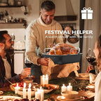 Roasting Pan, 17x13 Inch Nonstick Turkey Roaster with Removable Rack & Cooking Kit,Roaster Pan for Roasting Turkey, Meat & Vegetables (Silver)