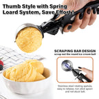 3.5 Tbsp Cookie Scoop, Ice Cream Scoop with Thumb Trigger, Cookie Dough Melon Baller Scoop 55 mm, Comfortable Grip, Non-Slip, 50 ml