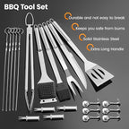 BBQ Accessories Grill Tools Set,Stainless Steel Barbecue Grill Accessories for Outdoor Grill,Barbecue Utensils Grilling Accessories Grilling Gifts for Men,Father's Day/Christmas (Sliver-22PCS)