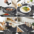 Findosom Dish Drying Mat, 16" x 20" Super Absorbent & Hide Stain Coffee Mat, Cuttable Drying Mat for Kitchen Counter, Coffee Bar Accessories, Under Dish Rack, Coffee Maker, Espresso Machine, Black
