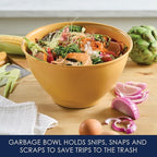 Rachael Ray Tools and Gadgets Kitchen Prep, Garbage Bowl with Lid, Bench Scrape, Veggie Peeler, 4 Piece Food Prep Set - Turmeric Yellow