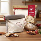 KNEADACE Reusable Bread Bags for Homemade Bread -Stylish Sourdough Bread Storage with Roll-Top Design, 100% Cotton & Food-Safe Lining, Freezer & Refrigerator Friendly, Gift for Bakers (Beige/Cream)