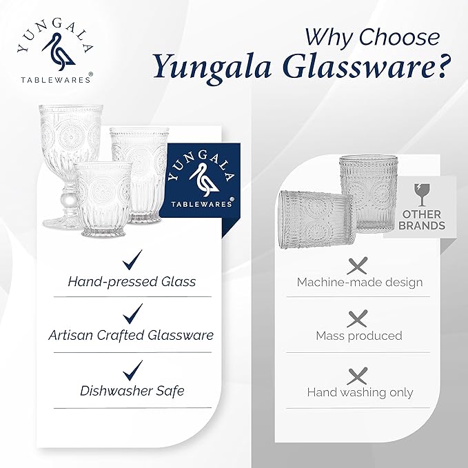 Yungala Clear Small Drinking Glasses Set of 6 Vintage Hobnail 8 oz