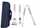 3-Piece BBQ Stainless Steel Grill Set with Black Carrying Case - Grilling Tool Set – Spatula, Fork, Tongs