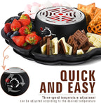 2 In 1 Smores Maker & Fondue Set, Tabletop Indoor Smores Kit, Marshmallow Roaster with Temp Control, 4 Detachable Trays & 4 Roasting Forks and 1 Heated Bowl, Movie Night Supplies & Housewarming Gifts