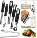 Fruit and Vegetable Corer Set – 6 PCS Stainless Steel Apple Corer, Jalapeno Tool, Melon Baller, Pepper Corer Seed Remover Tool, Pineapple Tomato & Zucchini