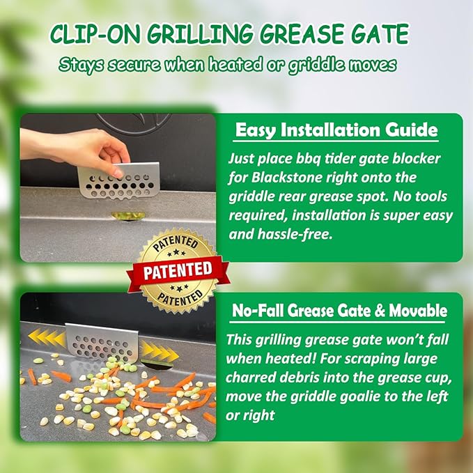 BBQ Tider Griddle Blocker Grease Gate for Blackstone Cooking Tools, 2Pack Grilling Goalie Bbq Mesh Screen Compatible with Many Griddle Accessories(Not For Old-style Long Hook 17" and 22" Blackstone)