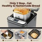 Rosewill 25-in-1 Automatic Bread Maker Machine with 3 Loaf Size up to 2 Lb, 700W High Power Dual Heater Bread Maker with BPA-free Nonstick Coating Pan, Max 15 Hours Delay Timer, Low Noise - Gray