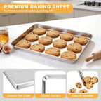 Onader 9 x 13 Inch Baking Sheet, Stainless Steel Quarter Sheet Pan for Baking & Roasting, Metal Cookie Toaster Oven Pan Tray, Heavy Duty & Dishwasher Safe, 1-Pack (Actual Size: 12.5" x 9.7")