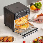 Elite Gourmet Compact 8.5Qt Air Fryer Oven – Mini Countertop Air Fryer with Adjustable Time & Temperature Controls, 800W, Includes Air Fry Basket, Bake Pan & Recipes, Black