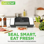 Nutrichef Automatic Food Vacuum Sealer with Double Sealing Function, Electric Air Sealing System for Dry, Liquid & Moist Foods, Reduces Food Waste, Preserve Freshness of Proteins, Fruits, Vegetables