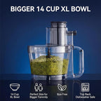 14-Cup Aluminum-Diecast Food-Processor - XL Bowl, Large Chute, 800W Motor & Silver Die-Cast Base, Slicing & Shredding, Chopping & Mixing, For Fries, Cheese, Meat & Veggie Prep, For Home Use
