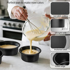 AWTBDP 4-Inch & 6-Inch Cake Pan Set, Set of 2, Round Baking Pan, Carbon Steel Birthday Wedding Metal Layer Cake Pans, Non Toxic Coating, Straight Side, Easy Clean Easy Release, 2 Inch Deep
