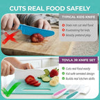 Tovla Jr Kids Safe Knife Set for Real Cooking | Toddler Knife Set with Chopper and Cutting Boards | Montessori Kitchen Tools with Visual Recipe Booklet | Ages 4 to 10