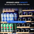 ORYMUSE 30" Stainless Steel Wine & Beverage Refrigerator - Dual Zone, Built-in/Freestanding with Upgraded Cooling - 30 Bottles & 110 Cans Capacity