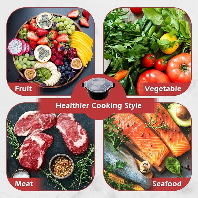 Professional Small Micro Cookware 1 Quart, Microwave Steamer for Vegetables, Microwave Cooker - BPA Free, Dishwasher Safe