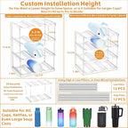 Yieach Larger Compartments Stackable Water Bottle Organizer for 40 oz Stanley Cup Holder,Yeti and Other Tumbler Organizer,4 Tier Wine Rack and Waterbottle Storage Rack for Kitchen Cabinets,Countertop