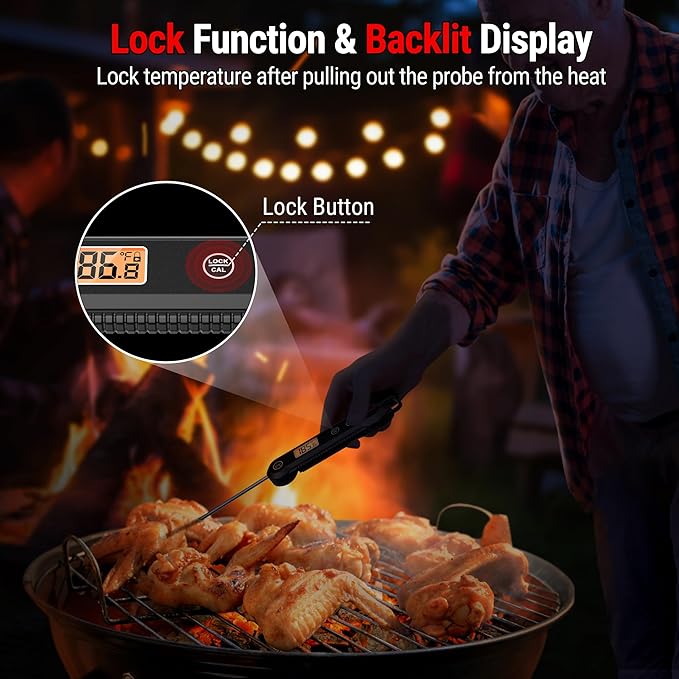 TempPro Digital Instant Read Meat Thermometer for Grilling Waterproof Kitchen Food Thermometer with Calibration Backlight Baking Bread Candy Thermometer Cooking Tools Utensils (Previously ThermoPro)