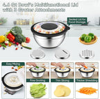 P&P CHEF Mixing Bowls with Lids Set of 3, Stainless Steel Mixing Bowl and Colander for Kitchen, 3 Grater Attachments & Non-Slip Bottoms, Visible & Airtight Lid, Black
