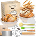 Banneton Bread Proofing Basket - Sourdough Starter Kit Banneton Sourdough Proofing Basket Set of 2, Sourdough Bread Baking Supplies for Making Baking Fermentation (9" Round Set of 2, 6 Accessories)