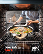 Nonstick Sauce Pan with Lid, Non-Toxic Tri-Ply Hybrid Ceramic Saucepan, 1.5&2.5 Quart Stainless Steel Pans, PFAS/PFOA/PTFE Free, Dishwasher & Oven Safe, Induction Compatible