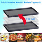 TAMARIT Raclette Party Grill Portable Indoor Electric Korean BBQ Grill 2 in 1 Raclette Table Griddle with Nonstick Coating Plate 4 Pizza Pans 8 Cheese Trays Upper and Lower Heater, PFAS-No